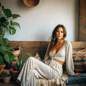 欧美性感慵懒家居风格美女写真图片